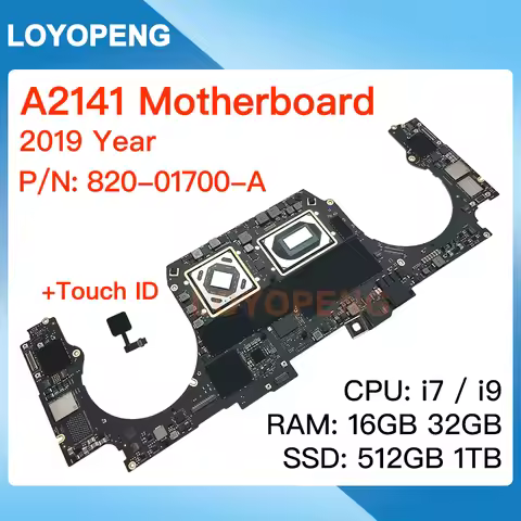 Original For MacBook Pro 16" A2141 Motherboard Logic Board With Touch ID i7 i9 512GB 1TB 2019 Year