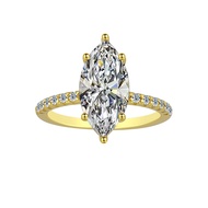 Gold Marquise Cut Moissanite Ring Women S925 Sterling Silver Solitaire 3ct 2ct Moissanite Wedding En