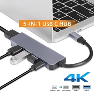Compatible M1 M2 Chip USB C HUB 5 IN 1 Multi Splitter Docking Station Type C To HDMI Adapter With TF SD Reader Slot PD Fast Charge