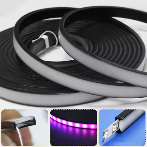 T0511 T0513 T0515 Black Matte LED Silicone Tube Led Diffuser Flexible Protection Cover for 8mm 10mm 