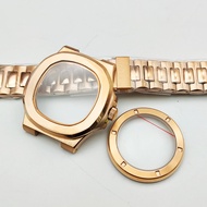 {SJDGHW} Rose Gold Watch Case Kit Blue Sapphire Parrot Shell Mechanical Watch Case NH35/38 Movement