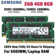 【จัดส่งฟรี】SAMSUNG DDR3 RAM 2GB 4GB 8GB 1600MHz SODIMM 1.35V/1.5V แล็ปท็อป 204pin PC3/PC3L-12800 หน่