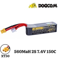 Dogcom 7.4V 560mAh 150C 2S Lipo Battery With XT30 Plug DCM560/150-2S