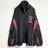 古著 KOBE 長袖高領尼龍夾克，帶一點刺繡，冰球 REBELS，黑色，秋冬裝