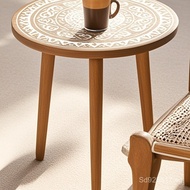 Coffee Table Low Table Side Table Homestay Carved Small Round Table Sofa Solid Wood Coffee Table Mor