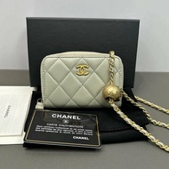 CHANEL 灰金金球mini肩背斜背鏈條包10*7*2 98新配件盒子塵袋保卡