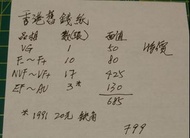 香港舊紙幣面值685元 共31張(F-至Au)