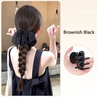 [FinessE] Của phụ nữ Tóc Giả tổng hợp Dot Bow đuôi ngựa tóc Claw fake braids thấp ponytail braids ph