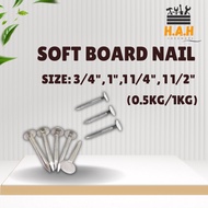 [0.5kg/1kg] Soft Board Nail / Paku Kepala Besar / Paku Kepala Rata