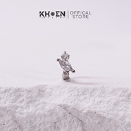 (1 Piece) 8mm elliptical stone round earrings - Alloy - Eyelets store