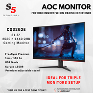 AOC CQ32G2E 31.5 " QHD Gaming Monitor / GAMING MONITOR / SIM RACING MONITOR / HIGH FPS MONITOR / AOC 32 inch gaming monitor