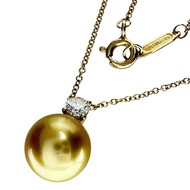 TIFFANY & Co. South Sea Golden Pearl Necklace, 9.1mm, Diamond (Estimated 0.15ct), 18K Gold, 2.8g, 40
