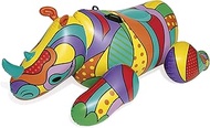 Bestway Inflatable Rhino Pool Float, Ride-On Toy with Pop-Art Design