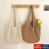[Stock in Malaysia]Knitted Straw Shoulder Bag Women's Fashion Crochet Tote Bag Large Capacity Woven 