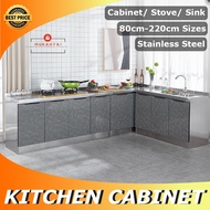 Kitchen Cabinet Set Kabinet dapur bertutup Stainless Steel Gas Stove Sink Storage Locker Cupboard Da