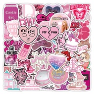 52PCS Y2K Millennium  Pink Retro Aesthetic Trend Style Stickers For Luggage Phone Case Laptop Notebook Decals Kids Gift