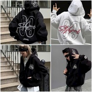 Jacket Men and Women Good Quality Felt Fabric with embossed logo No. 69 Long Puff Sleeves Unisex Zip