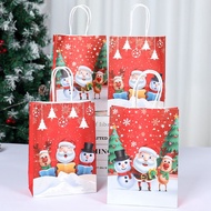 12pcs Christmas Paper Bags Elk Santa Claus Printed Pattern Xmas Gift Bags Christmas Ornaments Christmas Gifts Ideas New Year 2024 Decorations