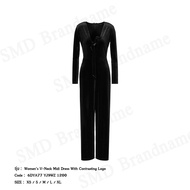 Armani Exchange ชุดเดรสผู้หญิง รุ่น Womens V-Neck Midi Dress With Contrasting Logo Code: 6DYA77 YJ9W