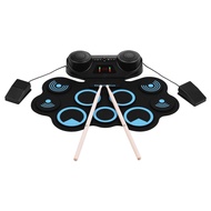Portable Electronic Hand Roll Drum Pad Set Roll-up Sensitive Drum with Headphone Speaker Jack Built-