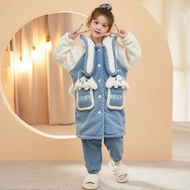 Home Nightgown Children's Clothing Suede Plus Velvet Thickened Plus Velvet Home Coverall
