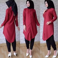 Kemeja Panjang long tunik polos Baju atasan wanita terbaru kekinian viral fashion wanita muslim war