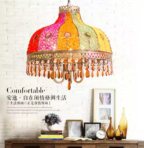 New Exotic Bohemian Restaurant Resort Hotel Bar Counter Bedroom Cozy Living Room Crystal Glass Chand