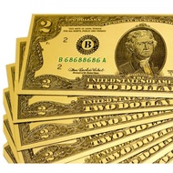 COMBO 5 Tờ Tiền 2 USD / 100USD Mạ Vàng  làm quà lưu niệm phong thủy