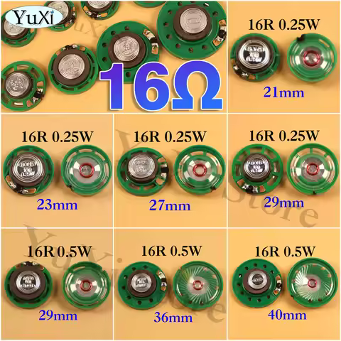 2Pcs 16 Ohm 0.5W 0.25W Horn Speaker 16R Diameter 21mm 23mm 27mm 29mm 36mm 40mm 20mm Ultra-thin LoudS