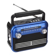 128BT Portable FM Radio, FM/AM/SW1-6/USB/TF/BT Playback, Battery-Powered Multi-Band Household Flashl