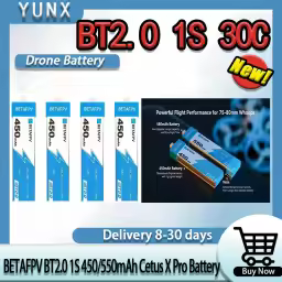 Original BETAFPV Cetus X Pro Drone Battery, 1S 30C 450mAh 550mAh BT2.0 LiPo Flight Cell for FPV Raci