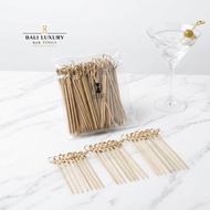 Bali Luxury | Ribbon Bamboo Cocktail Pick Bamboo Skewer Garnish Fruit Burger Ribbon Decoration (100 