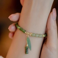 Huaizhu Chinese Style New Chinese Style Bamboo Hetian Jade Bracelet Female Retro Niche Design High-E