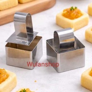 Cake mold Taiwanese squarenastar 3x3 T.2cm 25gr 1 set squareRing + press 3x3 stainless steelRing