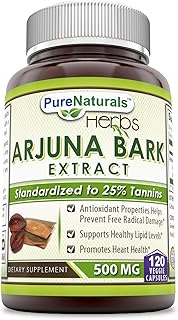 Pure Naturals Arjuna Bark Extract 500 Mg 120 Veggie Capsules, Antioxidant Properties Helps Prevent F