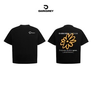 T-shirt 280GSM DARKGREY FLOWER -White- boxy FORM