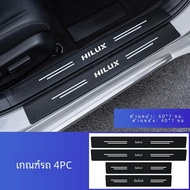 4PCS คาร์บอนไฟเบอร์รถสติกเกอร์ Protector Strip Auto ประตูกันน้ําป้องกันฟิล์มสําหรับ Toyota HILUX Sur