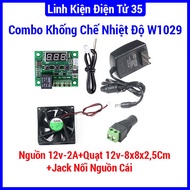Combo set of 4 W1209 temperature controlPiece + 12v-2A power source + 12v-8x8x2.5Cm fan + female pow