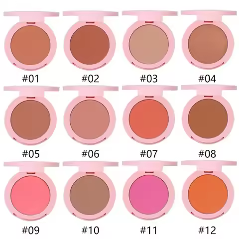 Custom 12colors Blush Powder Natural Matte Nourishing Facial Cheek Contour Peach Blush Palette Bulk 