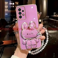 Phone case for Samsung A32 4G A32 5G A52 A72 luxury plating 3D rabbit makeup mirror holder new brace