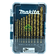 MAKITA D-72908 ดอกสว่าน ชุดดอกสว่านเจาะเหล็ก HSS-TIN 13 ดอก ของแท้ 100% (หุน) แกนกลม