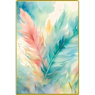 Wall painting - 3D mirror art feather painting, high quality border - PaintingViet
