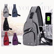 USB Charging Chest Bag Crossbody Bag Anti Theft Sling bag Lightweight Casual Daypack for Men and Women