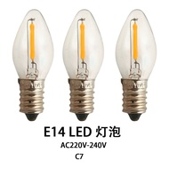 C7 LED Bulb E14Screw220V2700K Warm Light Glass Filament Mini Energy-Saving Bulb Suitable for Refrige