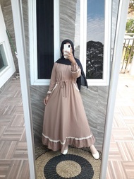 Gamis Heisya Itycrepe Kondangan Polos Simpel | Dress Daily Wanita Ity Crepe Polos Renda