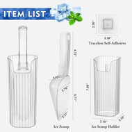 KAWENDE Ice Scoop with Holder - Removable Plastic Ice Scoop and Holder for Freezer, Kitchen Countert
