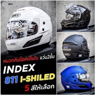 หมวกกันน็อค Index 811 I-shield แว่น 2 ชั้น เต็มใบ มีให้เลือก 5 สี Size L 59-60 cm หมวกฟรีไซส์มีให้เลือก Sizeเดียว ดำเงา L 59-60 cm