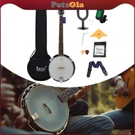 [PETSOLA] 6 String Banjo Instrument with Carry Bag Stringed Musical Instrument for Trip