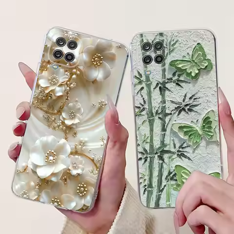 For Cover Samsung Galaxy A12 Phone Case M12 F12 Case Fashion Butterfly Clear Silicone Funda For Sams