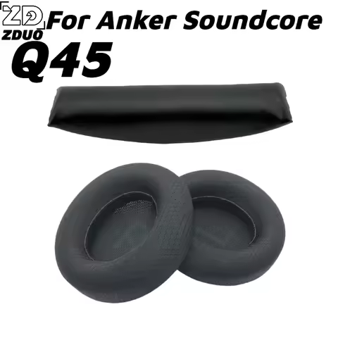 Ear Pads & Headband Cushion Replacement Kit For Anker Soundcore Space Q45 Headphones Protein Leather